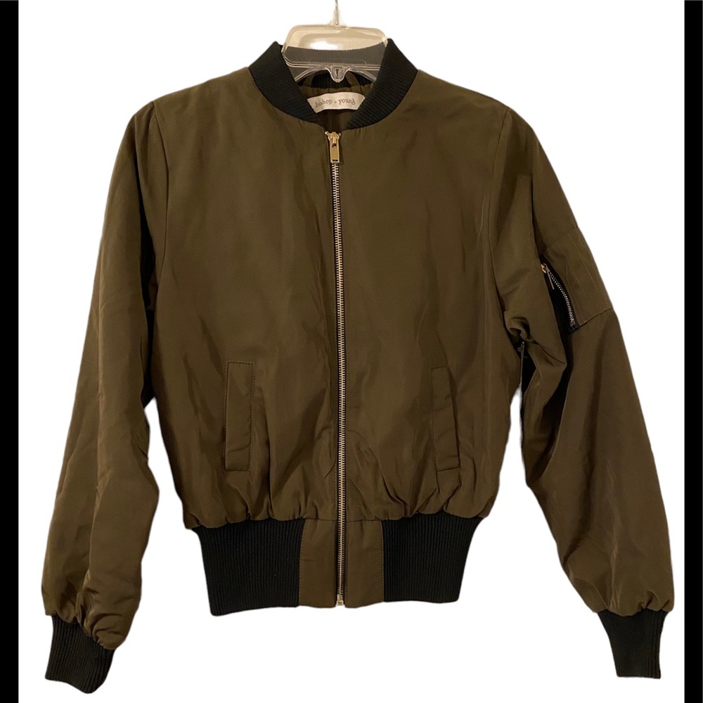 bishop + young Olive Green Bomber Jacket